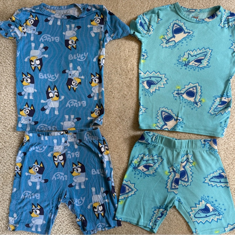 Bluey and Shark Pajama Sets Size 6